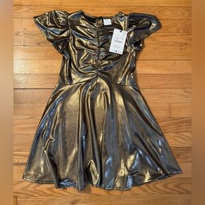 Zara Kids Formal Dress in Lame Gold, NWT, size 9
